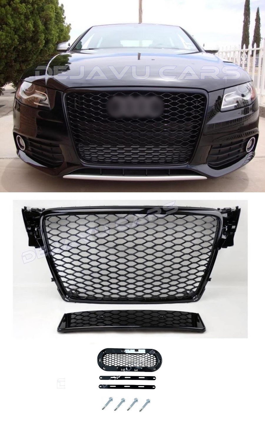 RS4 Look Front Grill Black Edition for Audi A4 B8 