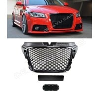 RS3 Look Front Grill Hoogglans zwart Black Edition voor Audi A3 8P Facelift