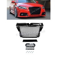 RS3 Look Front Grill Hoogglans zwart Black Edition voor Audi A3 8P Facelift