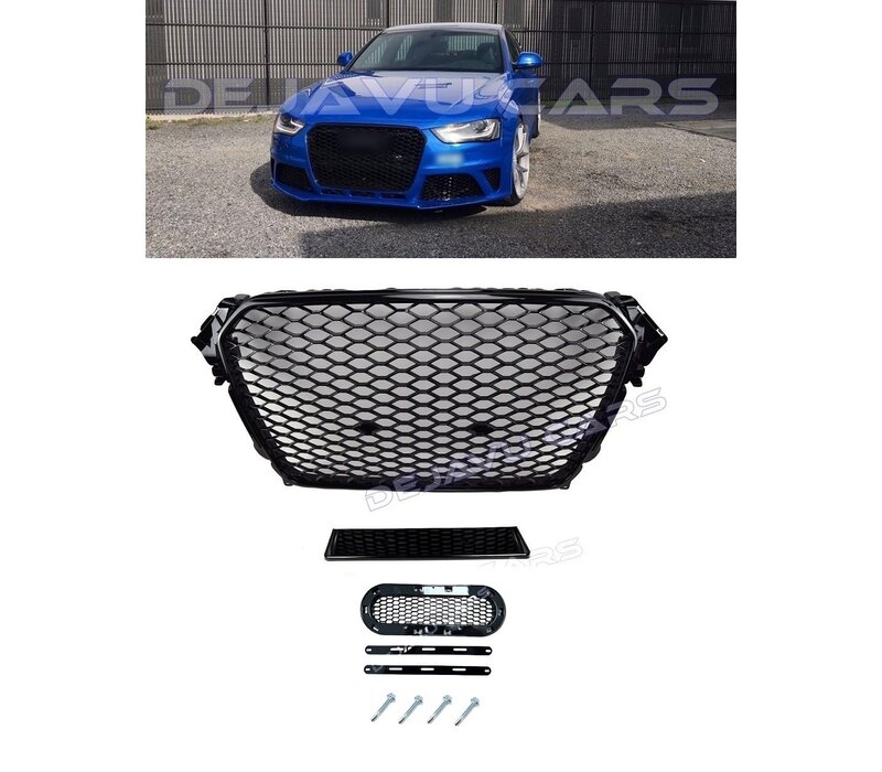 RS4 Look Front Grill Black Edition voor Audi A4 B8.5