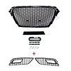 OEM Line ® RS4 Look Front Grill Black Edition + Fog Light Grilles for Audi A4 B8.5