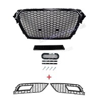 RS4 Look Front Grill Black Edition + Fog Light Grilles for Audi A4 B8.5