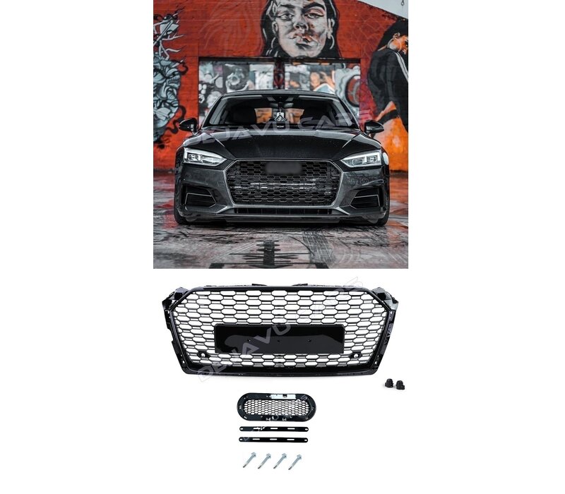 RS5 Look Front Grill Black Edition voor Audi A5 B9