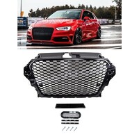 RS3 Look Frontgrill Glans zwart Piano Black Edition voor Audi A3 8V, S-line, S3