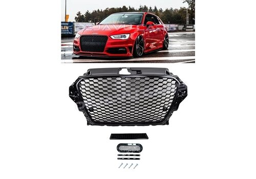 OEM Line ® RS3 Look Frontgrill Glans zwart Piano Black Edition voor Audi A3 8V, S-line, S3