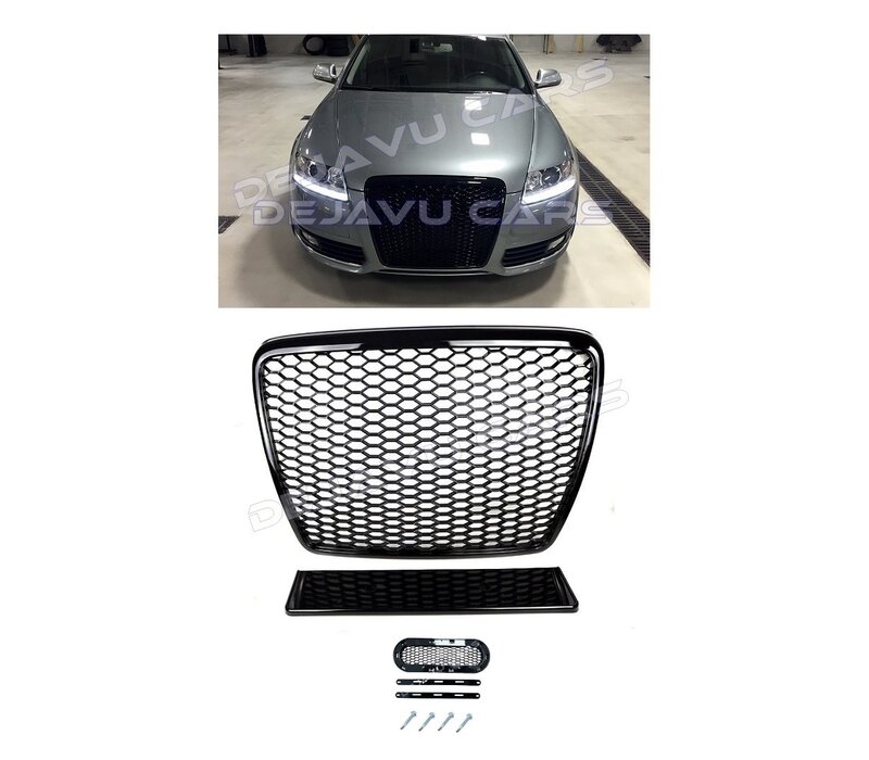 RS6  Look Front Grill Black Edition for Audi A6 C6 4F