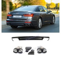 S6 Look Diffuser + Exhaust tail pipes for Audi A6 C8 S line