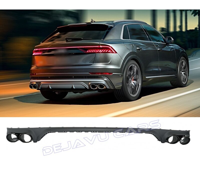 SQ8 Look Diffuser + Exhaust tail pipes for Audi Q8 SUV S line
