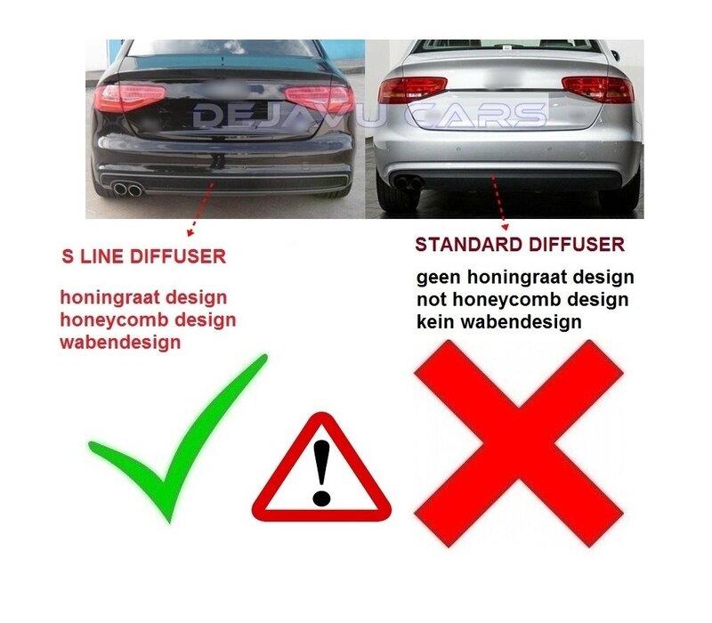 S4 Look Diffuser + Uitlaat sierstukken voor Audi A4 B8.5 (S line)