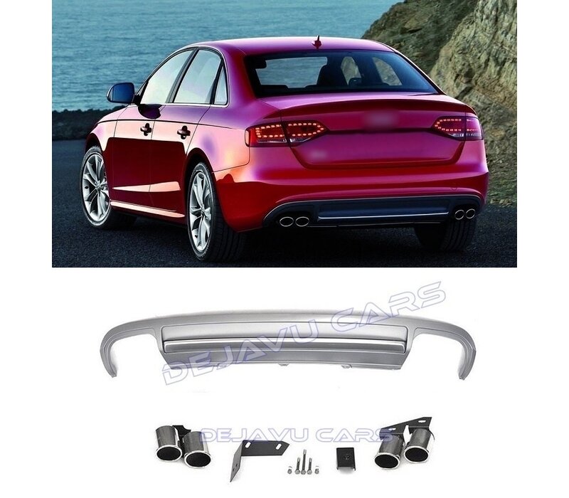 S4 Look Diffuser + Uitlaat sierstukken voor Audi A4 B8