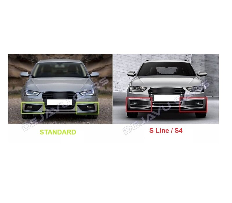 RS4 Look Fog Light Grilles Black Edition for Audi A4 B8.5