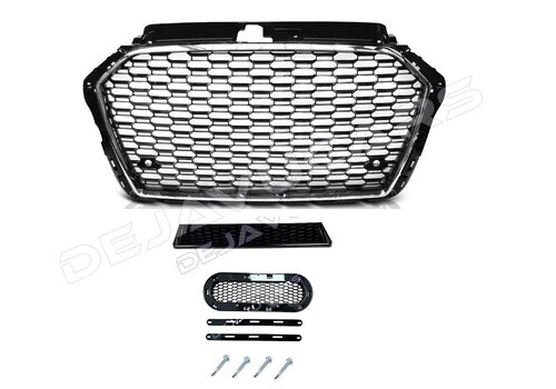 OEM Line ® RS3 Look Front Grill Black/Chrome voor Audi A3 8V