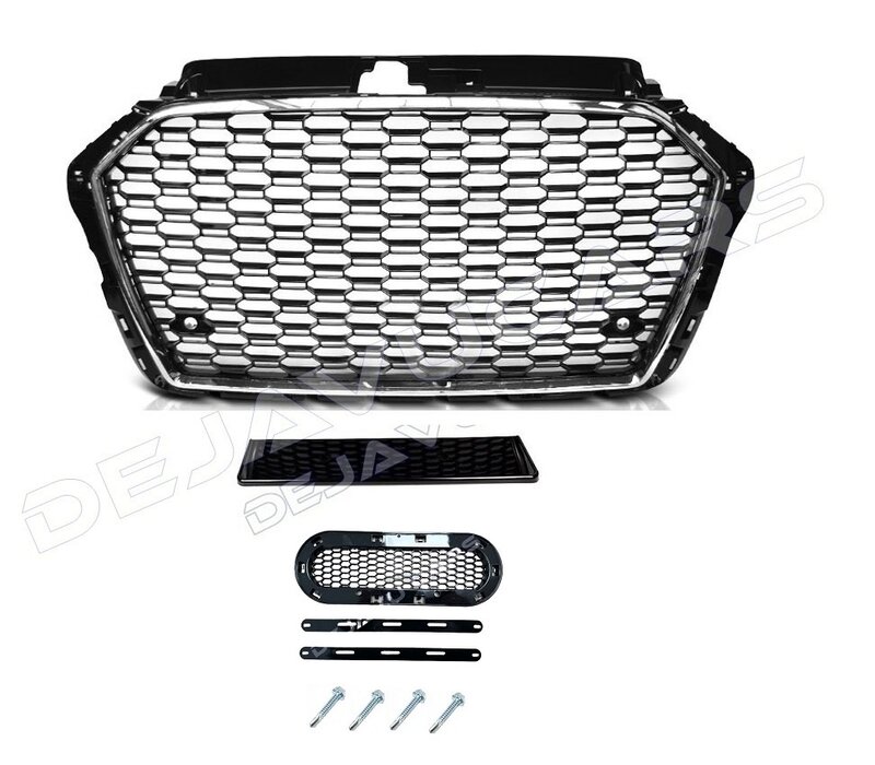 RS3 Look Front Grill Black/Chrome voor Audi A3 8V