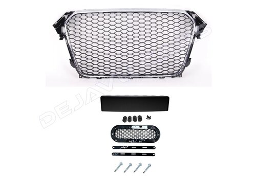 OEM Line ® RS4 Look Front Grill Chrome/Black Edition voor Audi A4 B8.5