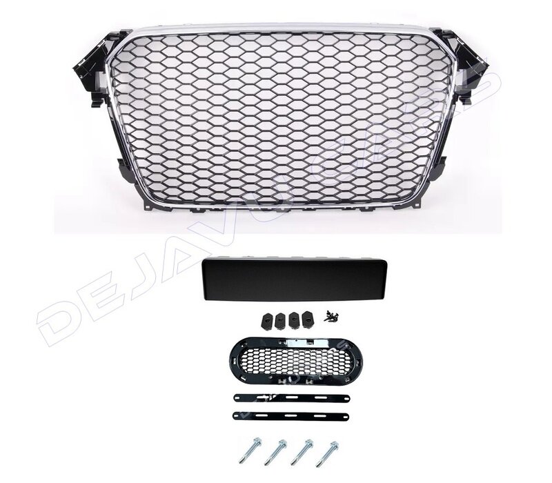 RS4 Look Front Grill Chrome/Black Edition voor Audi A4 B8.5