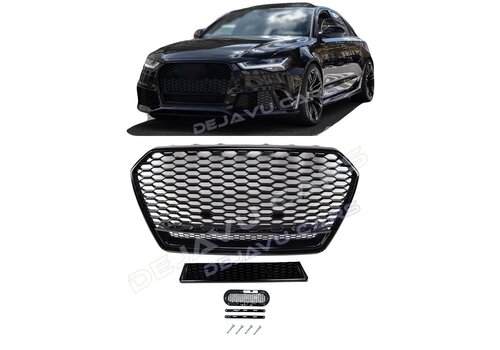 OEM Line ® RS6 Quattro Look Front Grill Black Edition voor Audi A6 C7.5 Facelift