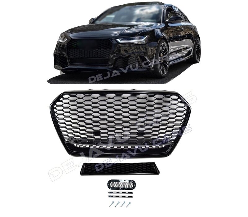 RS6 Quattro Look Kühlergrill Black Edition für Audi A6 C7.5 Facelift