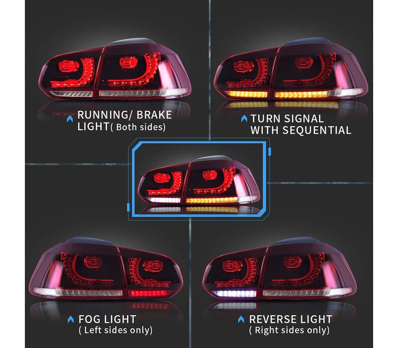 R20 / GTI Look Dynamic FULL LED Tail Lights for Volkswagen Golf 6