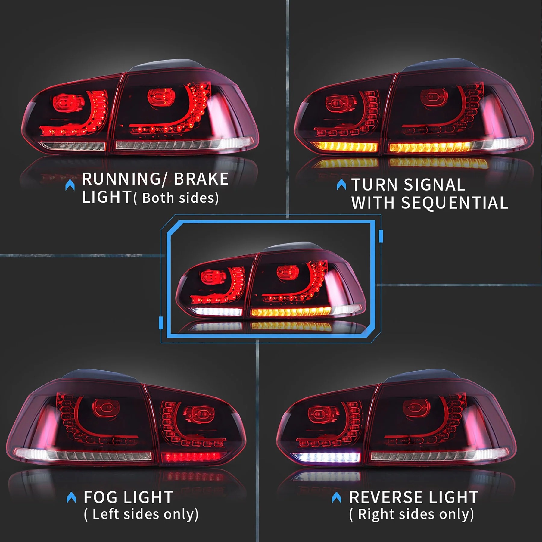 R20 / GTI Look Dynamisch VOLL LED Rückleuchten für Volkswagen Golf 6 