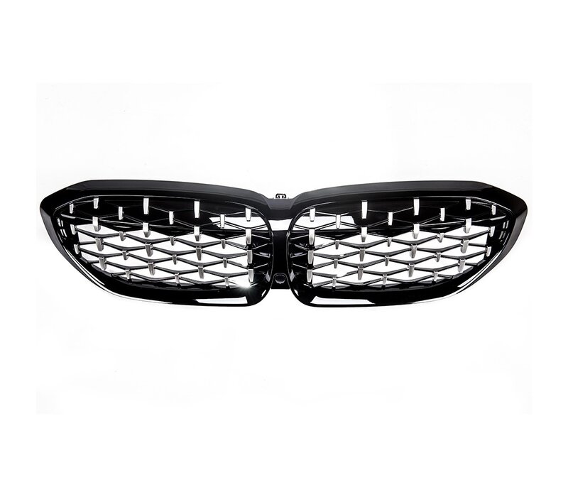 Black/Chrome Diamond Look Sport Front Grill voor BMW 3 Serie G20 / G21