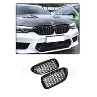 Black/Chrome Diamond Look Sport Front Grill voor BMW 5 Serie G30 / G31