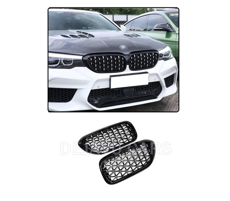 Black/Chrome Diamond Look Sport Front Grill for BMW 5 Series G30 / G31