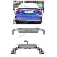 S3 Look Diffuser + Exhaust system for Audi A3 8V S line