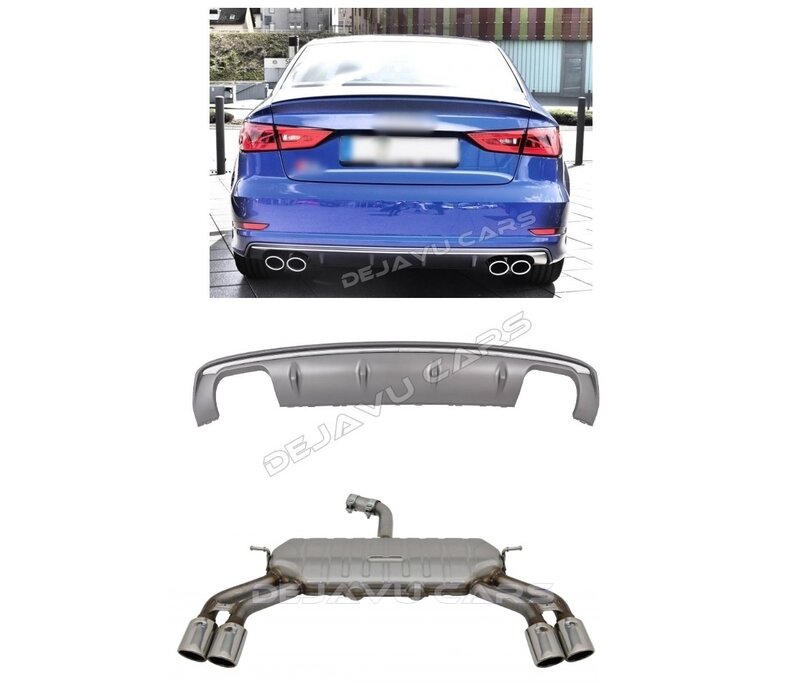 S3 Look Diffuser + Exhaust system for Audi A3 8V S line