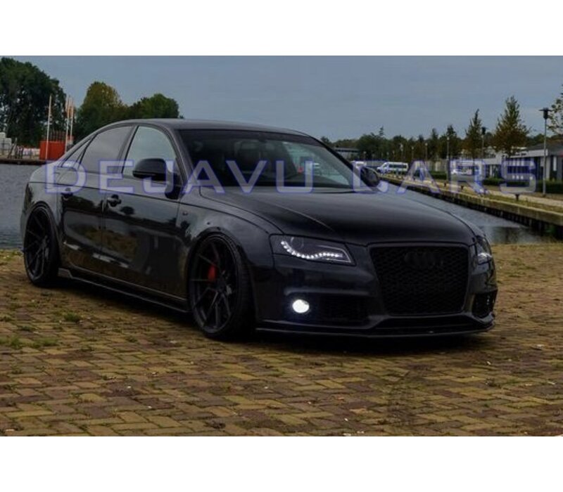 RS4 Look Front Grill Black Edition + Mistlamp Roosters voor Audi A4 / S4 / S line