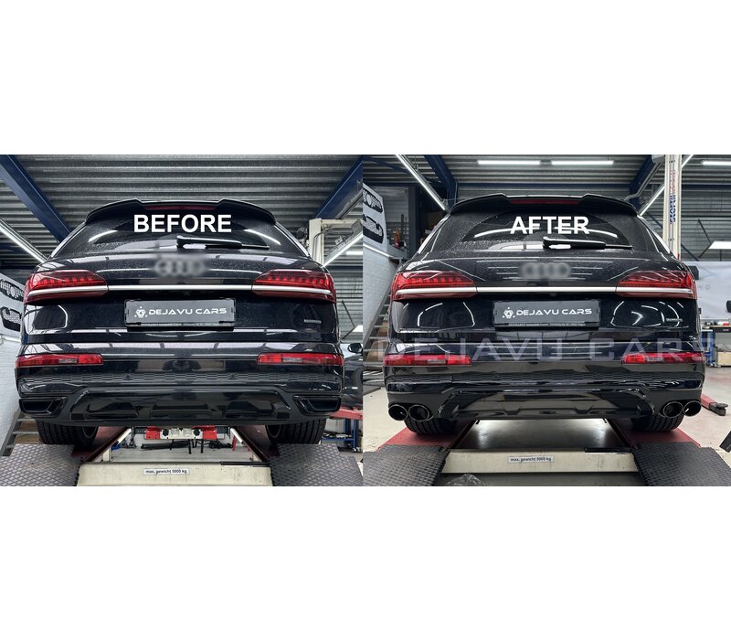 SQ7 Look Diffuser + Uitlaat tips voor Audi Q7 SUV S line SQ7