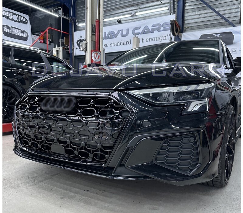 RS3 Look Front Grill  Black Edition for Audi A3 8Y / S line