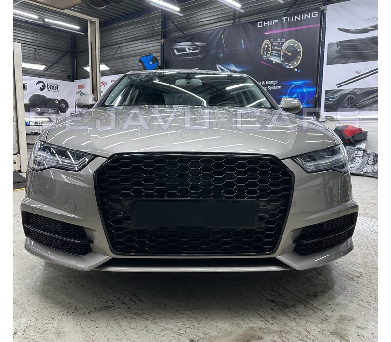 RS6 Look Kühlergrill Black Edition für Audi A6 C7.5 Facelift / S line / S6