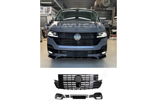 OEM Line ® Glänzend schwarzes Frontgrillpaket für Volkswagen T6.1 Transporter / Multivan