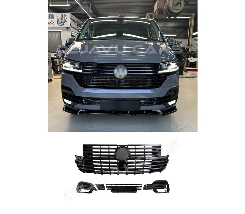 Glänzend schwarzes Frontgrillpaket für Volkswagen T6.1 Transporter/Multivan