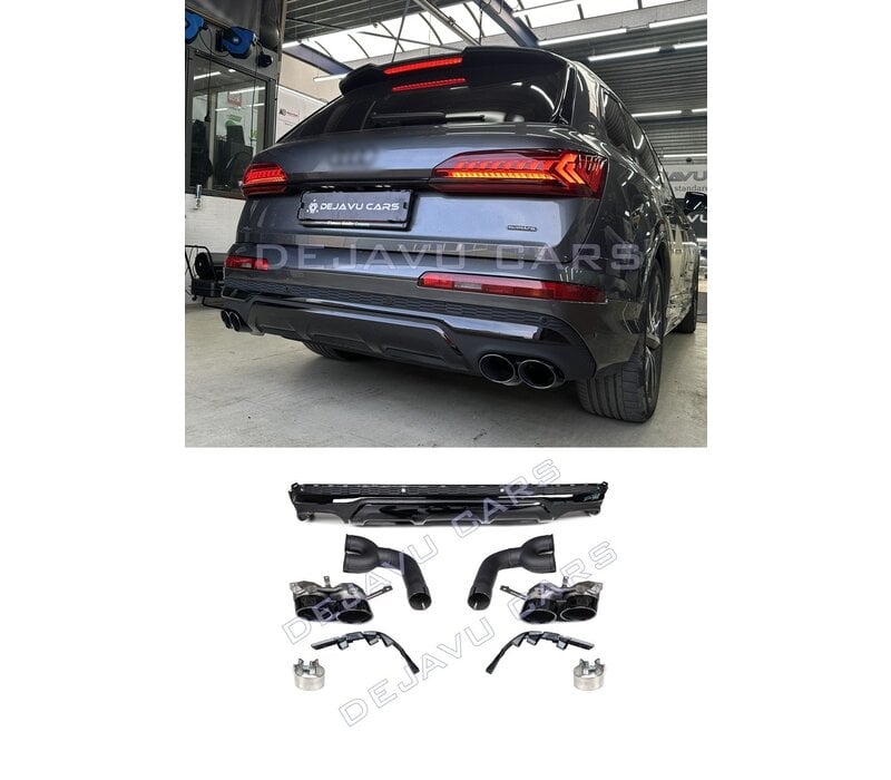 SQ7 Look Diffuser + Exhaust tail pipes for Audi Q7 4M Facelift SUV S line / SQ7