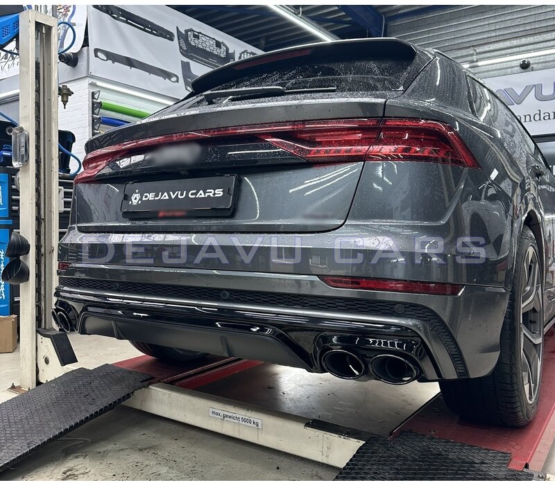 SQ8 Look Diffuser + Uitlaat tips voor Audi Q8 SUV S line SQ8