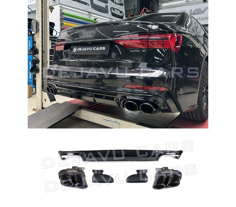 S6 Look Diffuser + Exhaust tail pipes for Audi A6 C8 S line