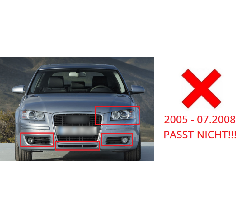 RS3 Look Front Grill Hoogglans zwart Black Edition voor Audi A3 8P Facelift - (B-WARE)