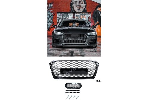 OEM Line ® RS5 Look Front Grill Black Edition voor Audi A5 B9 - (B-WARE)