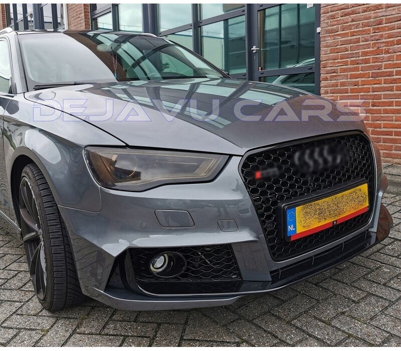 RS3 Look Kühlergrill Glänzend schwarz Piano Black Edition für Audi A3 8V, S-line, S3