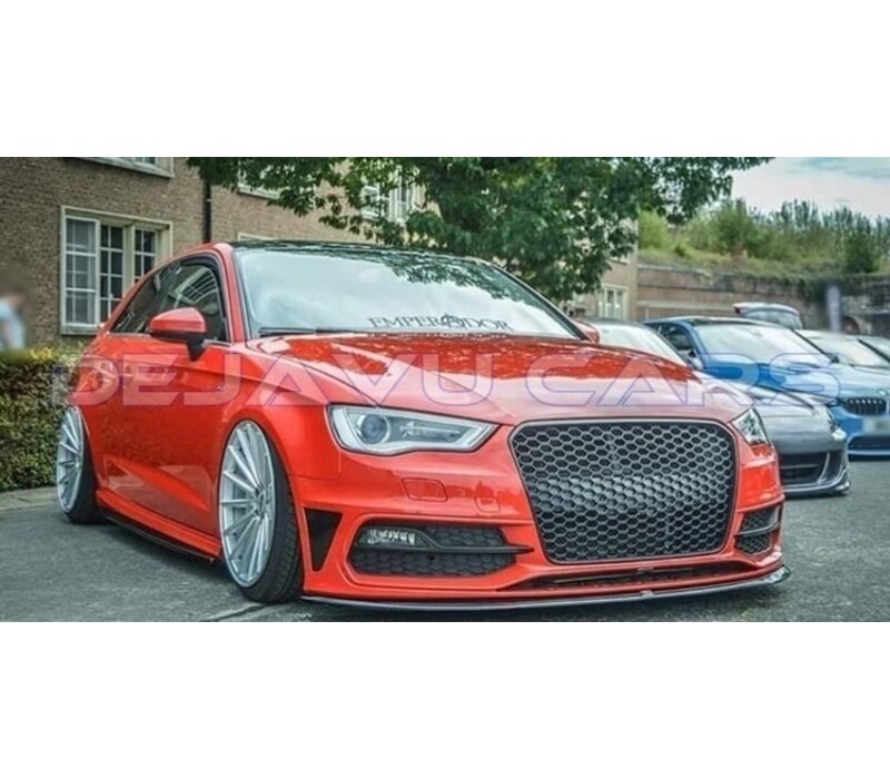 RS3 Look Kühlergrill Glänzend schwarz Piano Black Edition für Audi A3 8V, S-line, S3