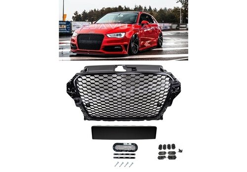 OEM Line ® RS3 Look Kühlergrill Glänzend schwarz Piano Black Edition für Audi A3 8V, S-line, S3 -  (B-WARE)