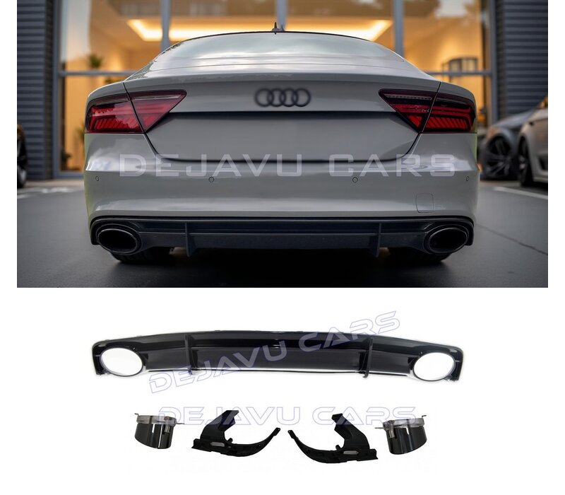 RS7 Look Diffuser + Exhaust tail pipes for Audi A7 4G S line / S7