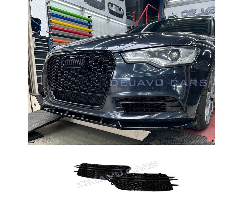 RS6 Look Nebelscheinwerfergitter Black Edition für  Audi A6 C7