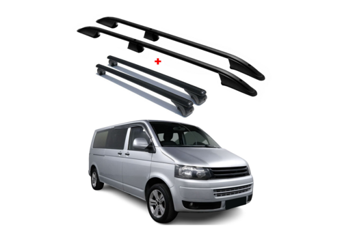 OEM Line ® Aluminium Dachreling Schwarz für Volkswagen Transporter T5 / T5.1 / T6 / T6.1