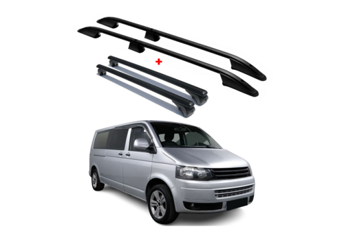 OEM Line ® Aluminium Dakrails Zwart voor Volkswagen Transporter T5 / T5.1 / T6 / T6.1
