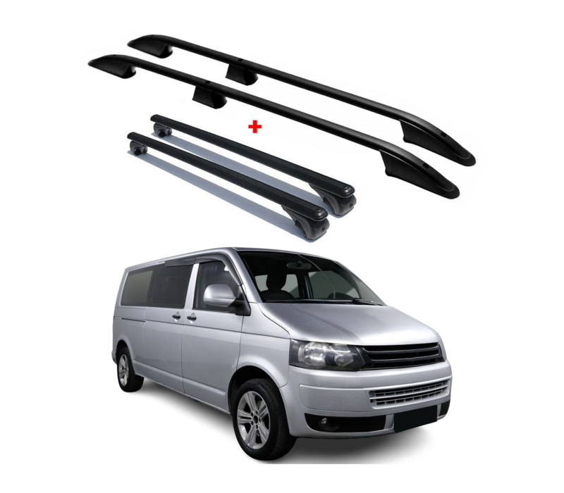 Aluminium Dakrails Zwart voor Volkswagen Transporter T5 / T5.1 / T6 / T6.1