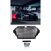 RS3 Look Kühlergrill Glänzend schwarz Piano Black Edition für Audi A3 8V, S-line, S3 - (B-WARE)