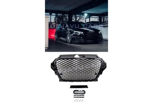 OEM Line ® RS3 Look Kühlergrill Glänzend schwarz Piano Black Edition für Audi A3 8V, S-line, S3 - (B-WARE)