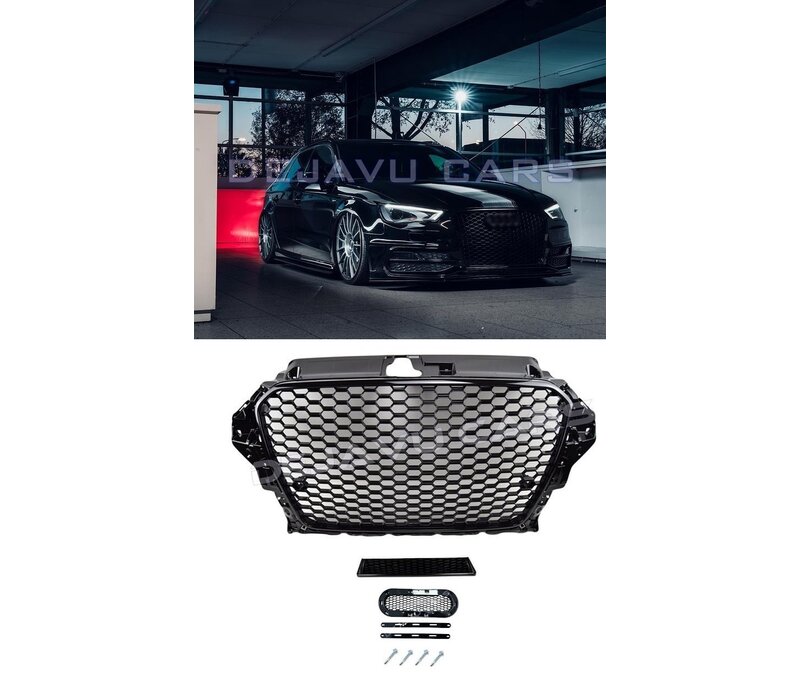 RS3 Look Frontgrill High-gloss Piano Black Edition for Audi A3 8V, S-line, S3 - (B-WARE)